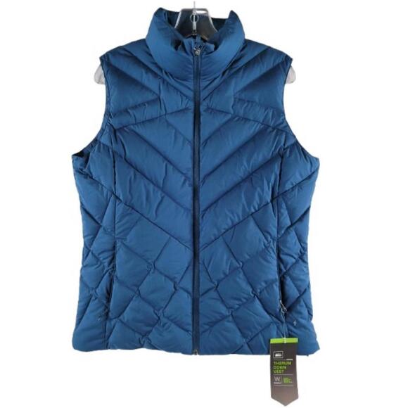 REI Woman’s Therum Down Vest Large Full Zip Blue Puffer Quilted NWT List Was $99 - Picture 2 of 9